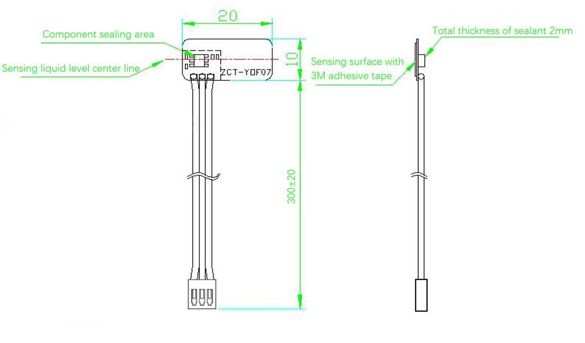 Mechanical Drawing - DFRobot Non-contact Flexible Liquid Level Sensor